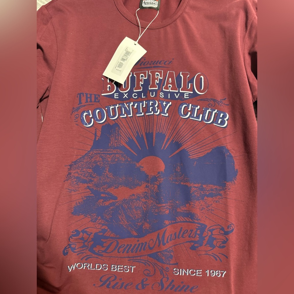 Fiorucci Burgundy Buffalo  Graphic T-Shirt- Long Sleeve NWT